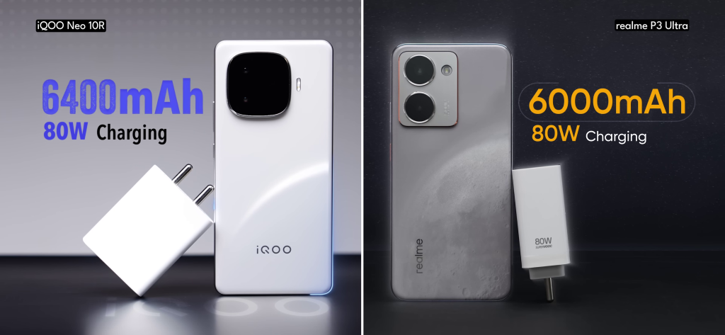 Realme P3 Ultra vs iQOO Neo 10R Battery