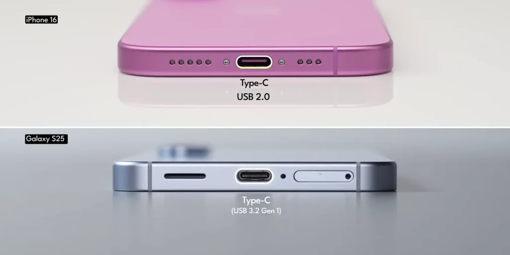 Samsung Galaxy S25 vs iPhone 16: Which Flagship Should You Buy in 2025? 8 Samsung Galaxy S25 vs iPhone 16 Buttons and ports 1