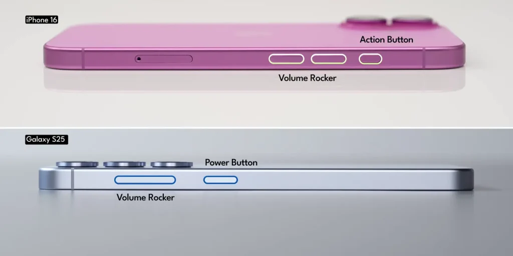 Samsung Galaxy S25 vs iPhone 16: Which Flagship Should You Buy in 2025? 6 Samsung Galaxy S25 vs iPhone 16 Buttons and ports 2