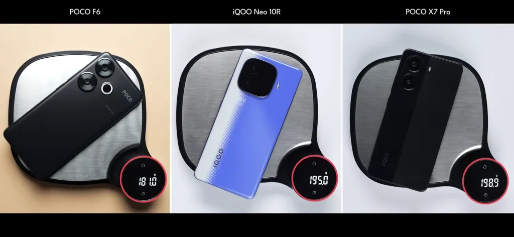 iQOO Neo 10R vs Poco F6 vs Poco X7 Pro: Which is the Best Phone Under Rs 30,000? 4 iQOO Neo 10R vs Poco F6 vs Poco X7 Pro Design 4